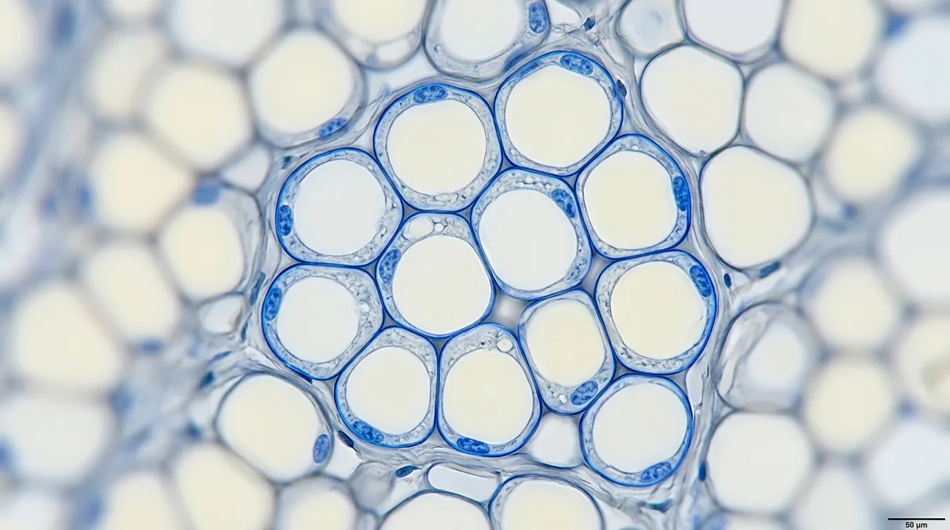 Adipose tissue cells showing fat-specific activity of AOD-9604 growth hormone fragment in stack protocols without IGF-1 increase