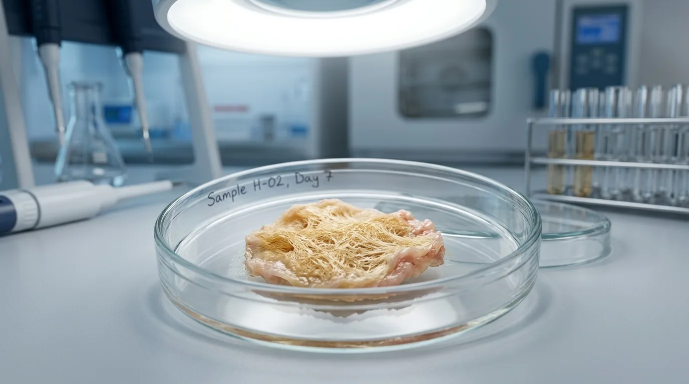 Laboratory tissue sample showing collagen regeneration and wound healing from animal model GHK-Cu research