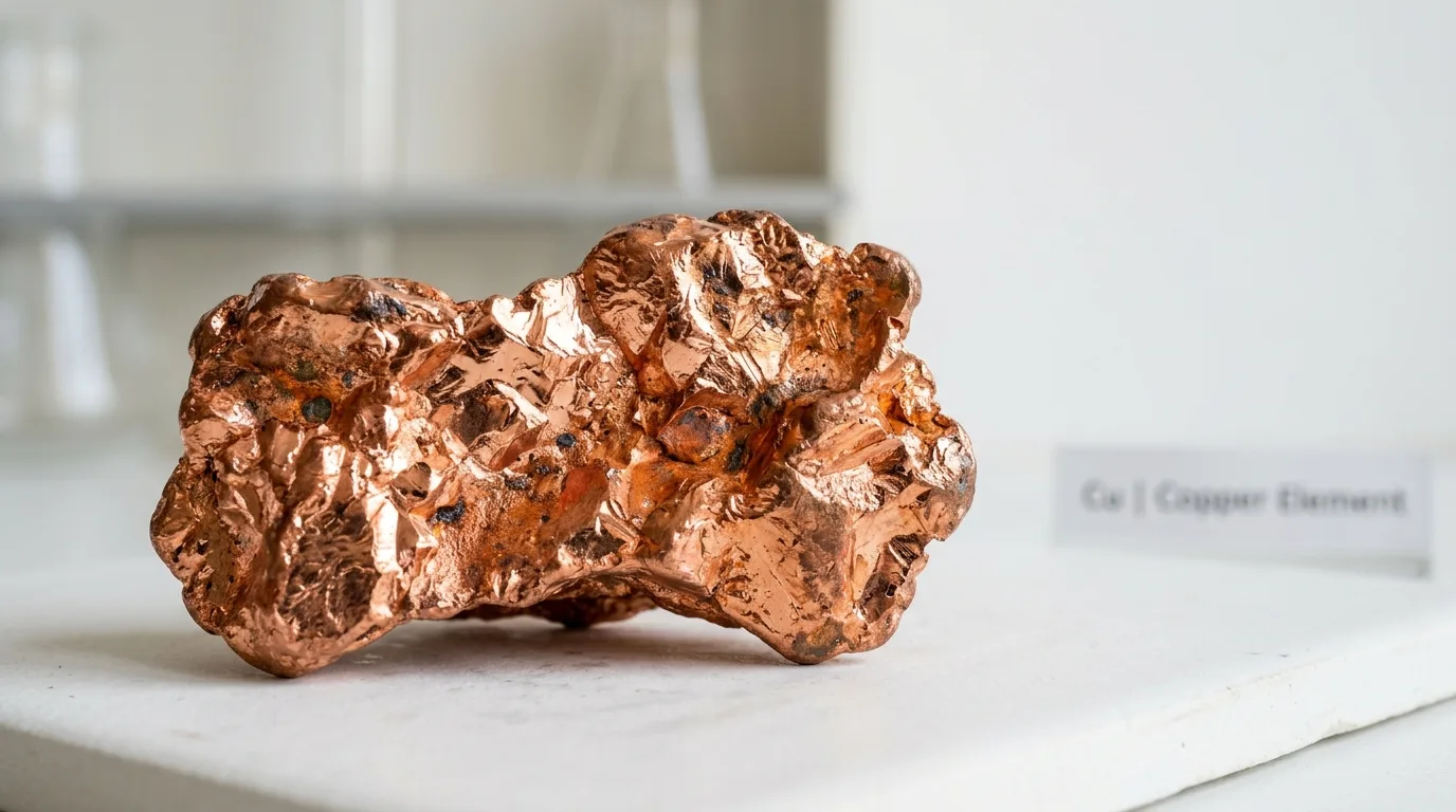 Pure copper metal element in macro detail showing the importance of copper in copper peptide compounds