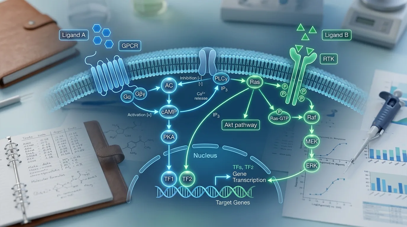 Visualization of dual IGF-1 signal pathway mechanisms relevant to IGF-1 LR3 and CJC-1295 combination risks in research