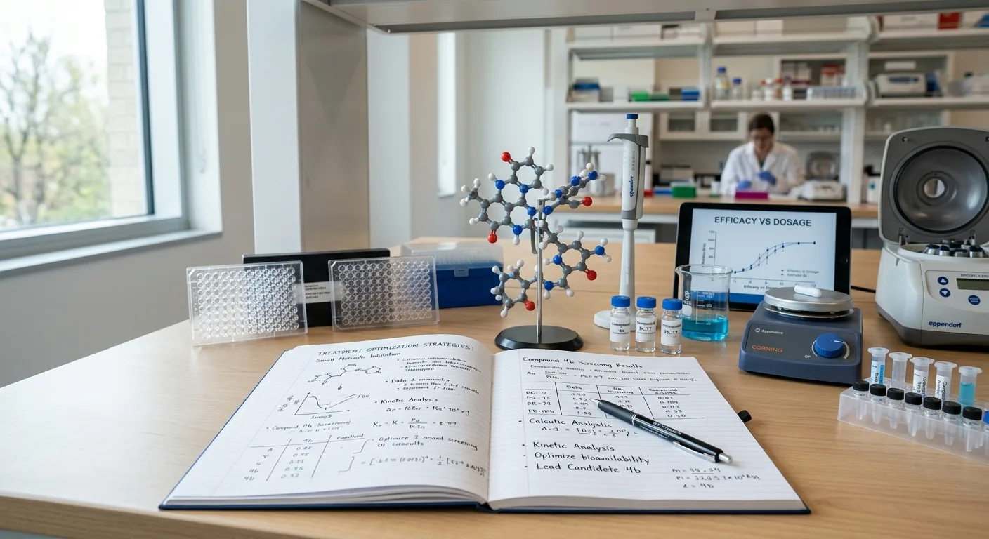 Research laboratory setting depicting strategies and monitoring approaches for managing peptide tachyphylaxis and maintaining treatment efficacy